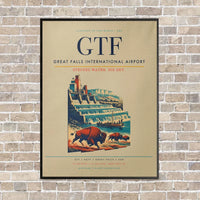 Thumbnail for Great Falls International Airport GTF vertical canvas print - framed - beige background