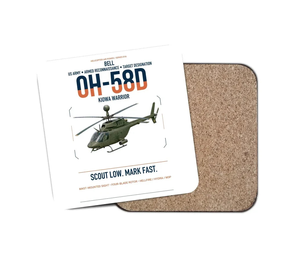 Bell OH-58D Kiowa Warrior design on white 1 piece coaster