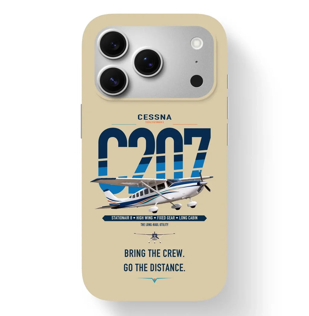 Cessna T207A Stationair 8 design on beige magsafe iphone case, for iPhone 17 Pro