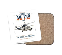 Thumbnail for Leonardo AW139 design on white 1 piece coaster