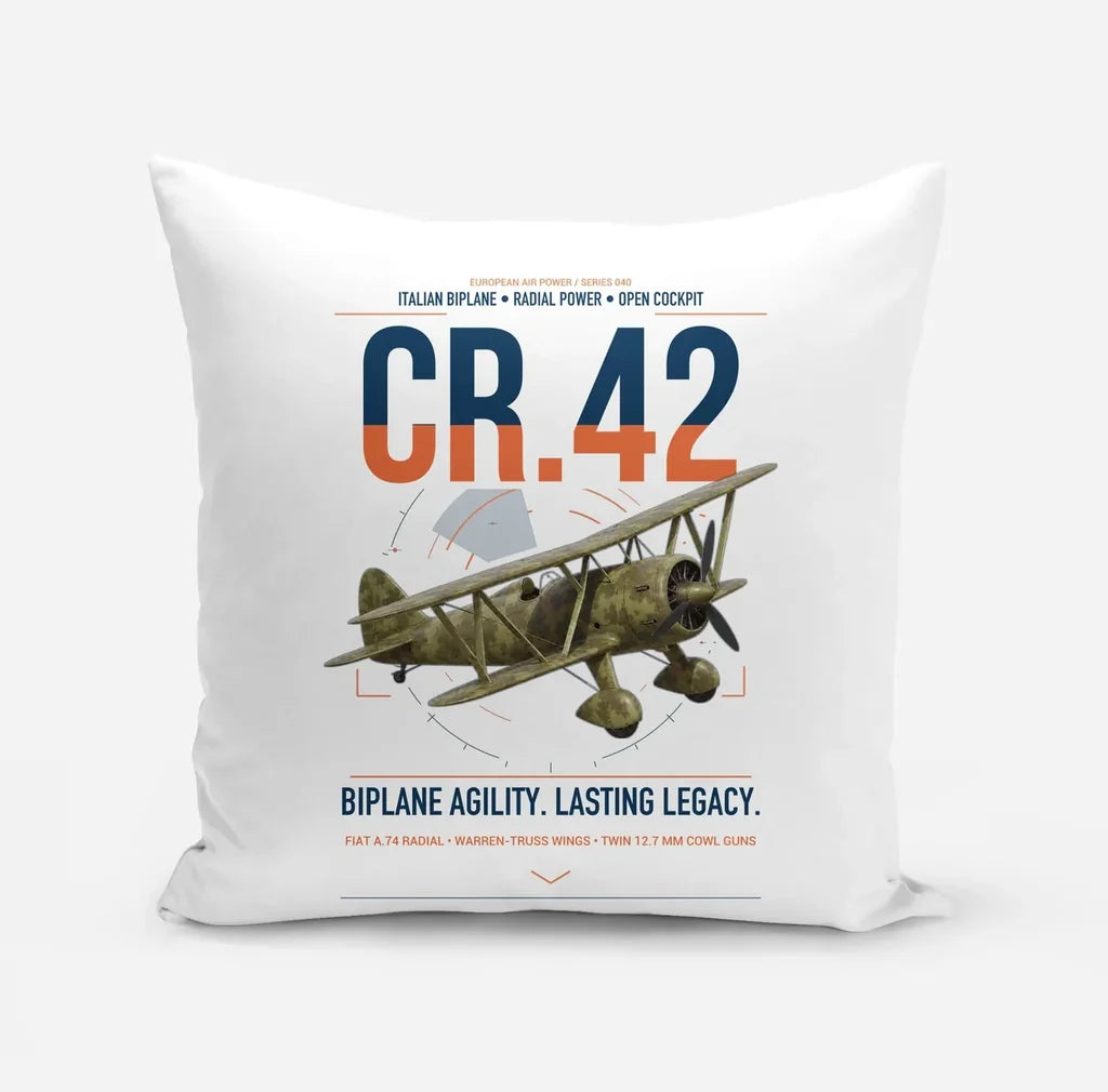 Fiat CR.42 Falco design on white pillow