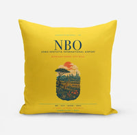 Thumbnail for Nairobi Jomo Kenyatta International Airport (NBO) design on yellow pillow