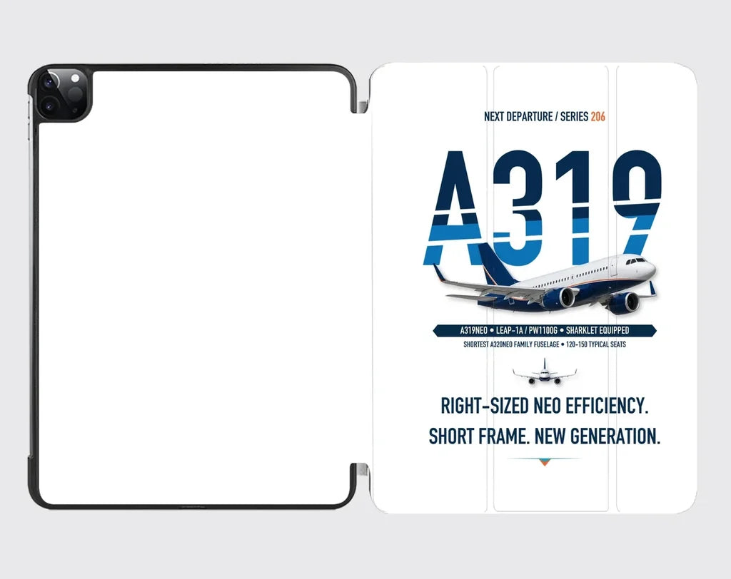 Airbus A319neo design on white ipad tablet case