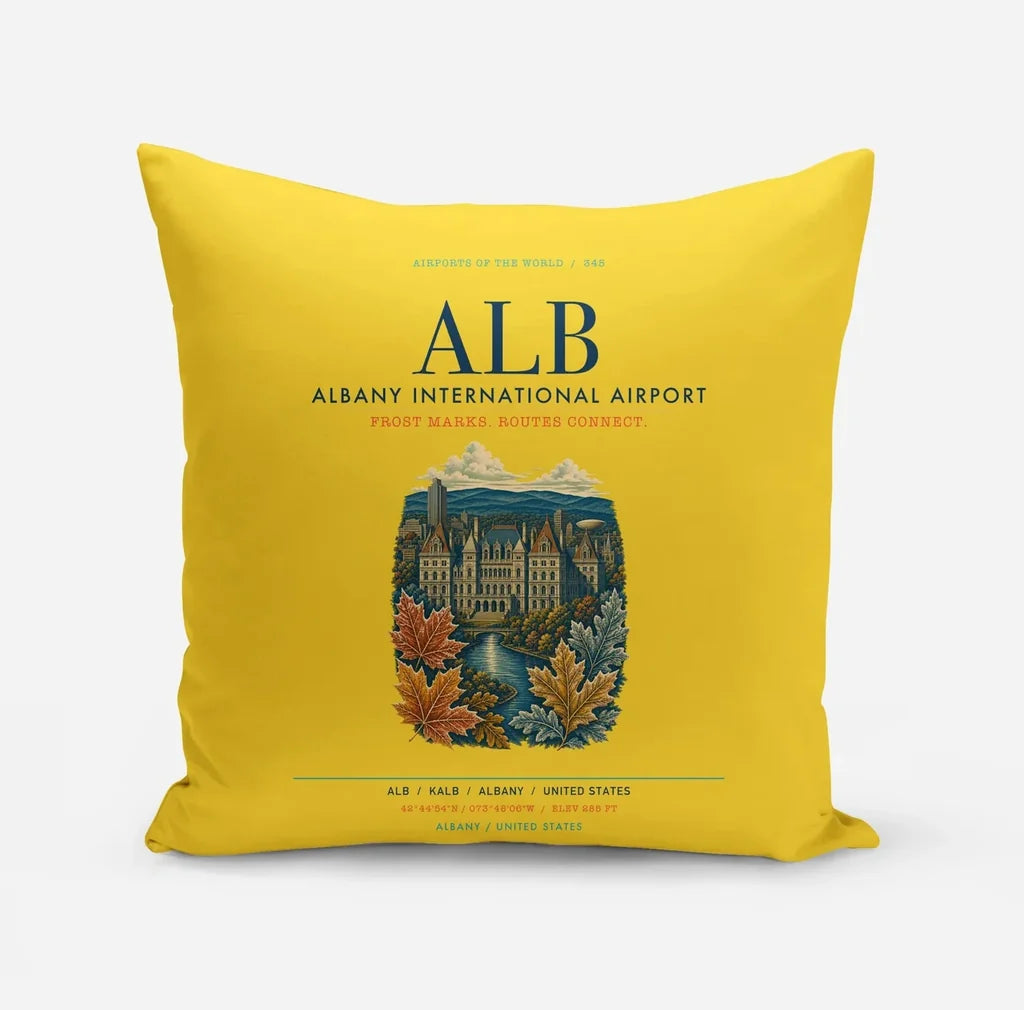 Albany International Airport (ALB) design on yellow pillow