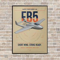 Thumbnail for de Havilland Vampire FB5 vertical canvas print - framed - beige background