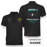 Thumbnail for DJI Inspire 3 design on black polo with custom name badge