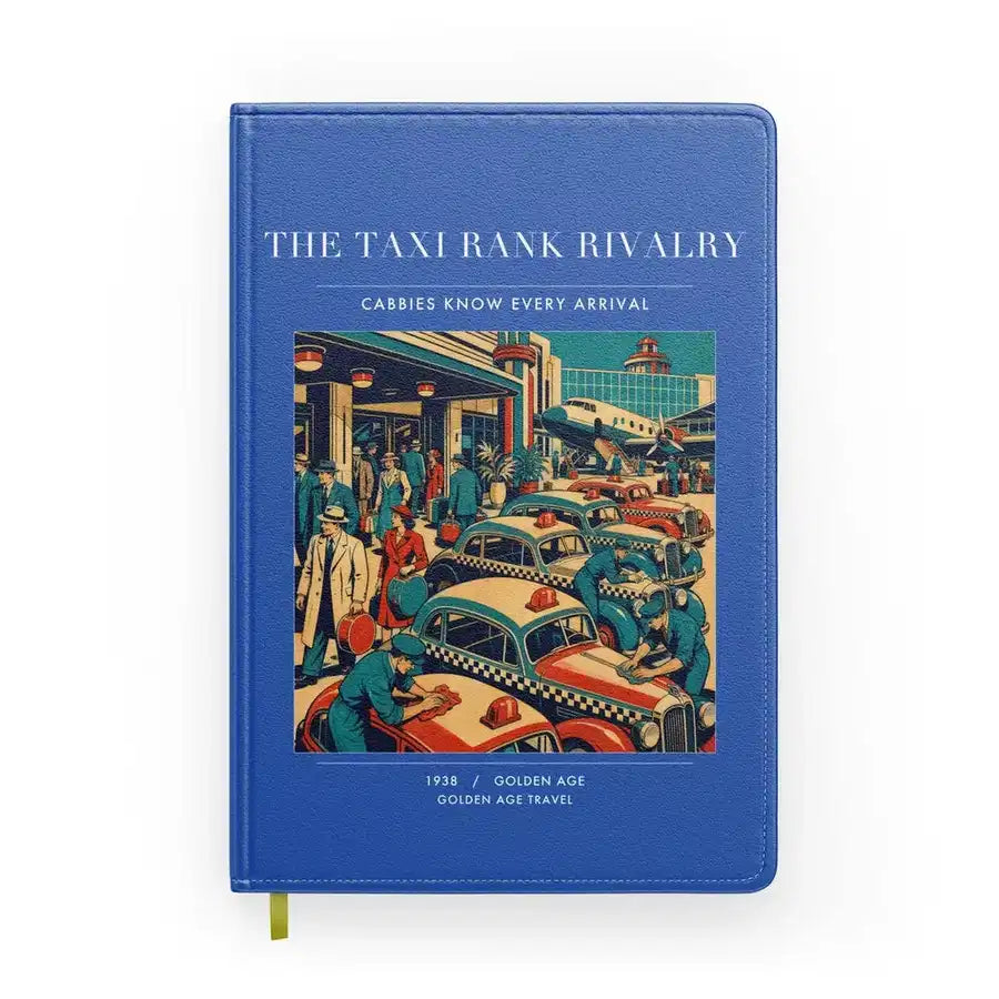 VINTAGE G4376 - The Taxi Rank Rivalry - Designed Notebooks design on blue
