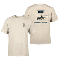 Thumbnail for Robinson R66 design on beige t-shirt, double-side print