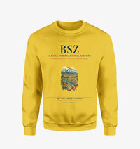 Thumbnail for Manas International Airport Bishkek (BSZ) design on yellow sweatshirt