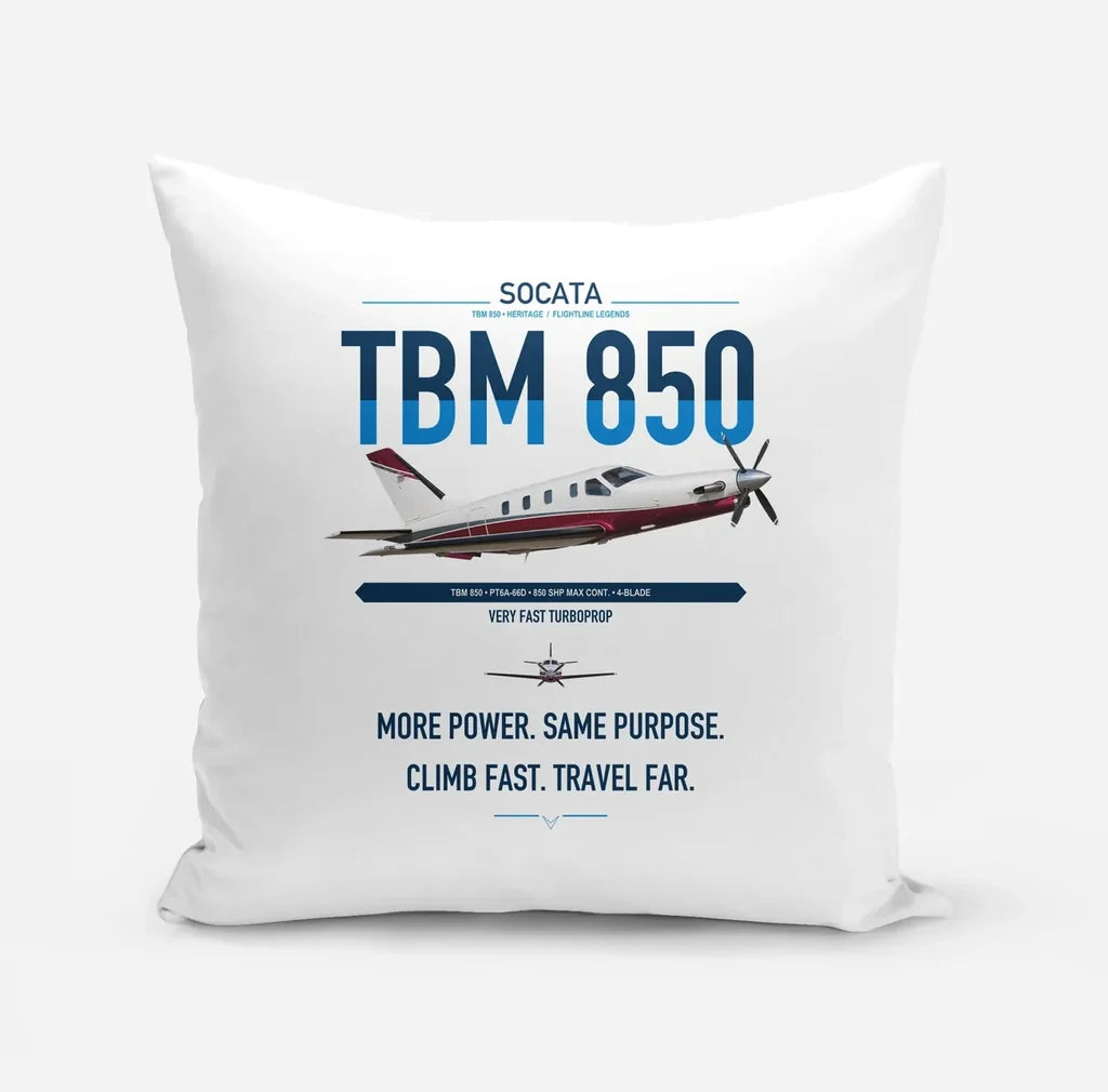 Socata TBM 850 design on white pillow