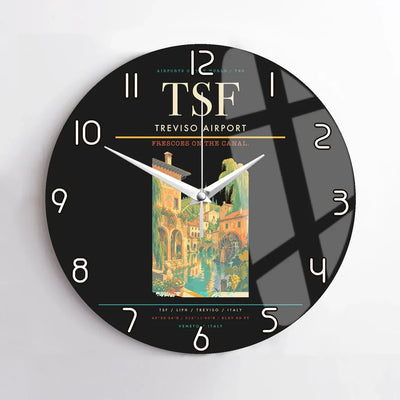 Treviso Airport (TSF) design on black no frame wall clock