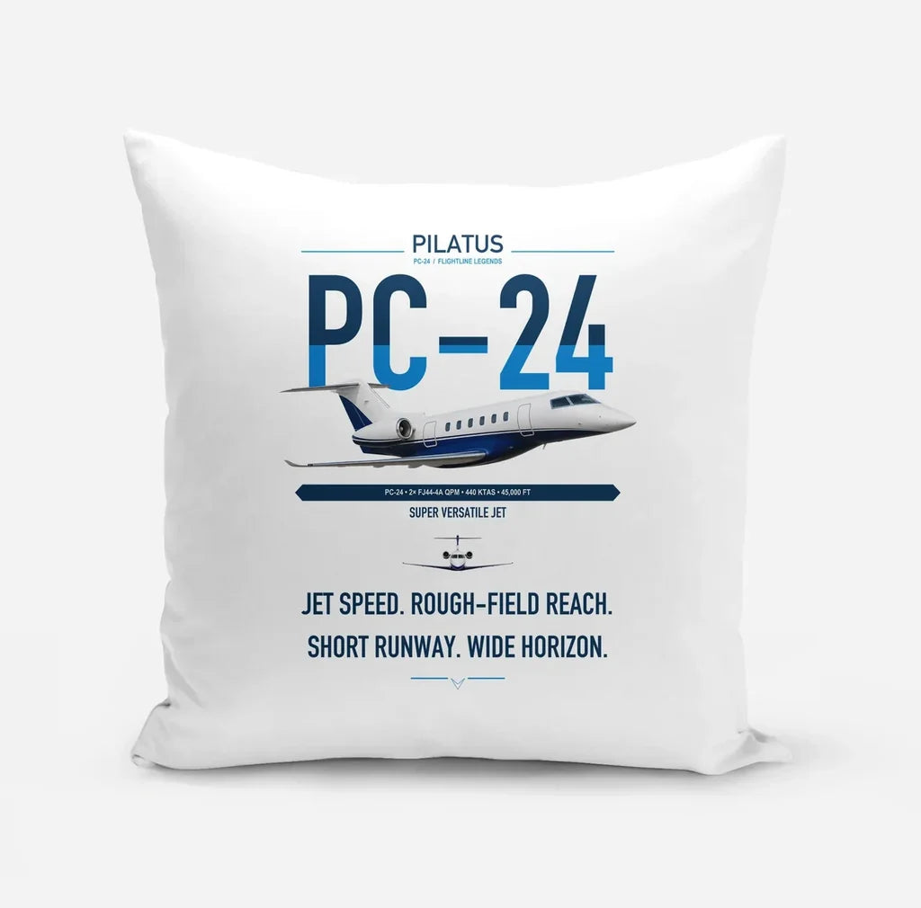Pilatus PC-24 design on white pillow