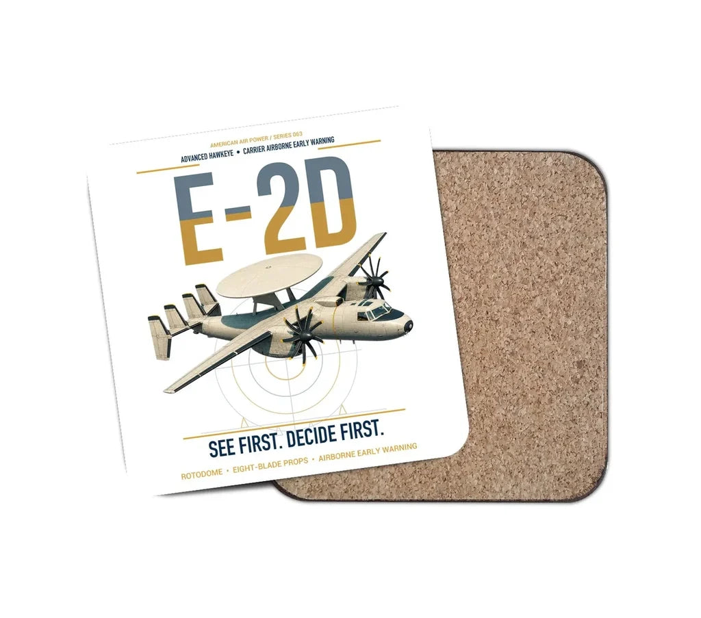 E-2D Advanced Hawkeye design on white 1 piece coaster
