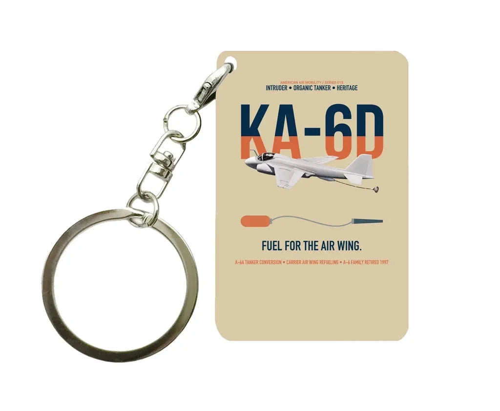 KA-6D Intruder design on beige designed key chain, double-side print
