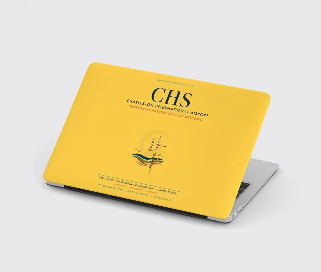 Charleston International Airport (CHS) design on yellow MacBook case