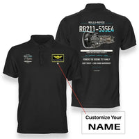 Thumbnail for RB211-535E4 design on black polo with custom name badge