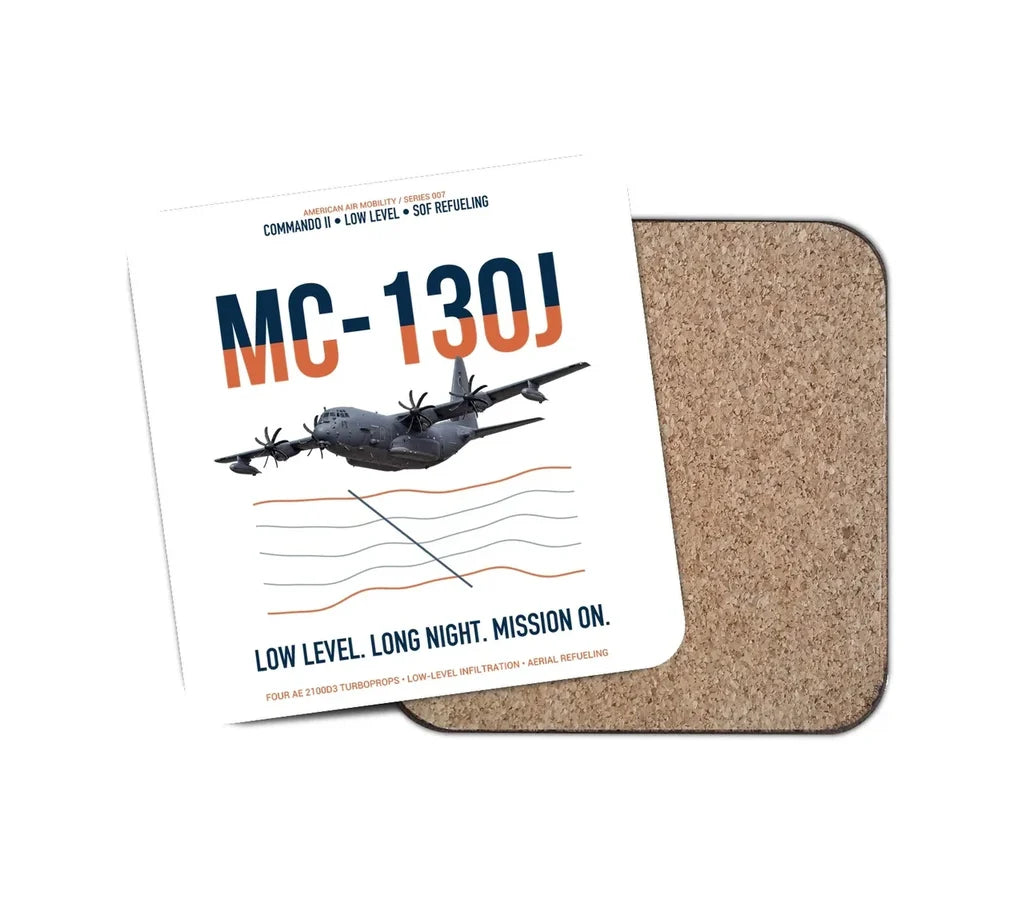 MC-130J COMMANDO II design on white 1 piece coaster