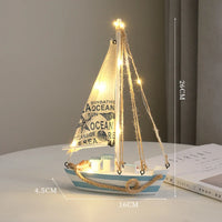 Thumbnail for Conch LED Nautical Wooden Sailboat Model - view 2