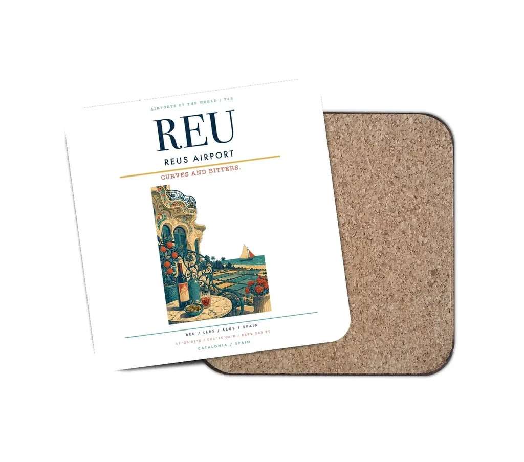 Reus Airport (REU) design on white 1 piece coaster