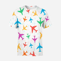 Thumbnail for Cheerful Seamless Airplanes 3D T-Shirt - view 2