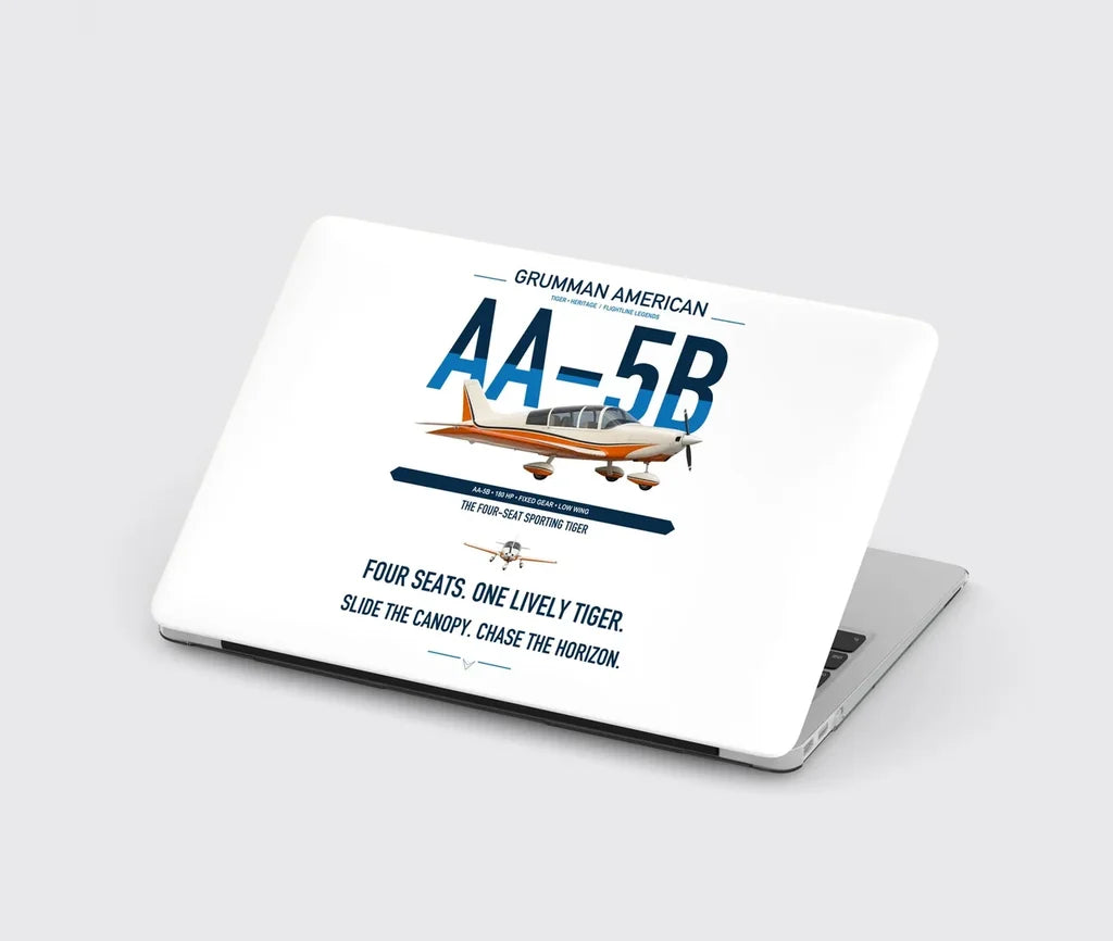 Grumman American AA-5B Tiger design on white MacBook case