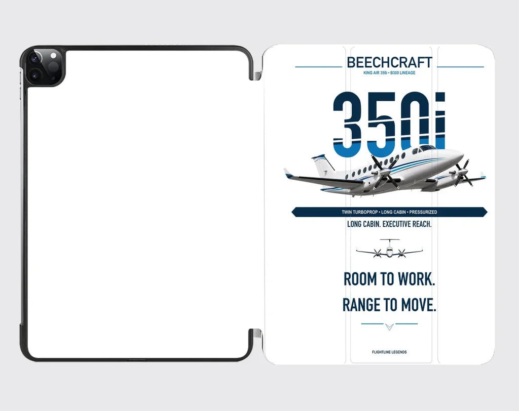 Beechcraft King Air 350i design on white ipad tablet case