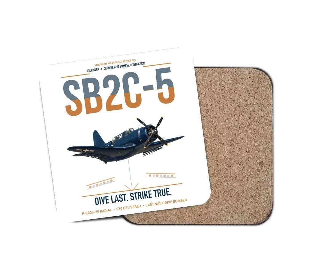 SB2C-5 Helldiver design on white 1 piece coaster