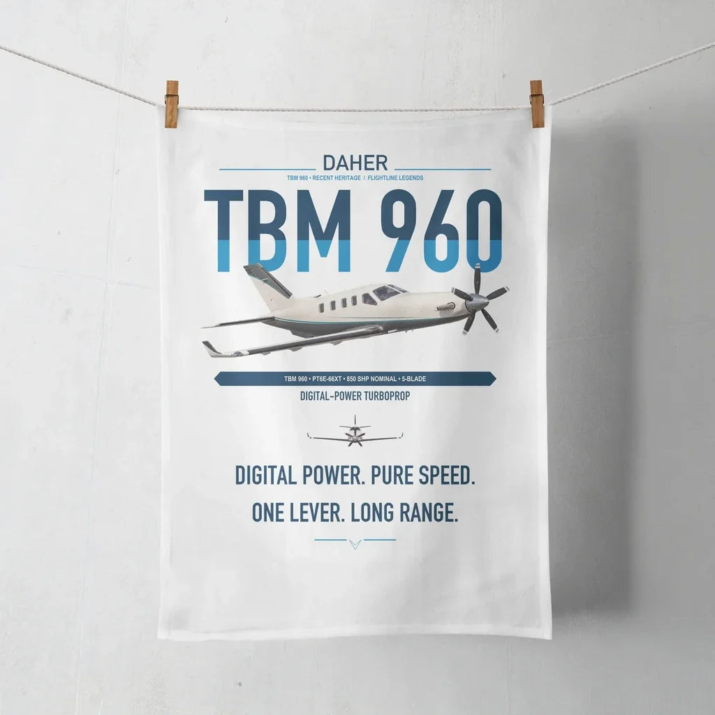 Daher TBM 960 design on white towel