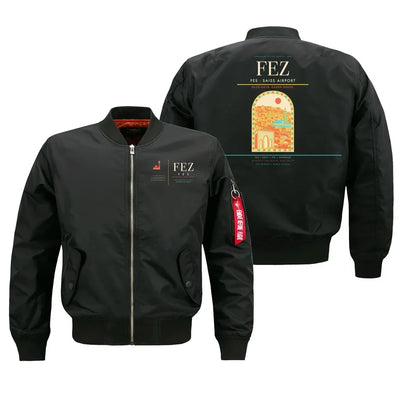 Fes (FEZ) design on black bomber jacket