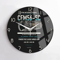 Thumbnail for CFM56-5C design on black no frame wall clock