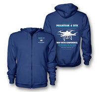Thumbnail for DJI Phantom 4 RTK design on blue zipped hoodie