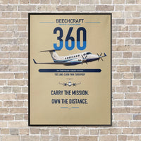 Thumbnail for Beechcraft King Air 360 vertical canvas print - framed - beige background