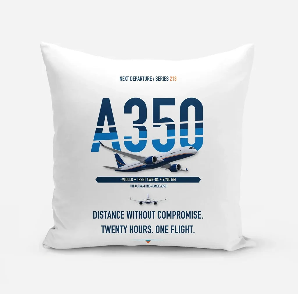 Airbus A350-900ULR design on white pillow