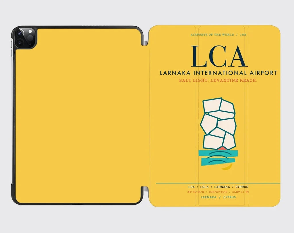 Larnaka International Airport (LCA) design on yellow ipad tablet case