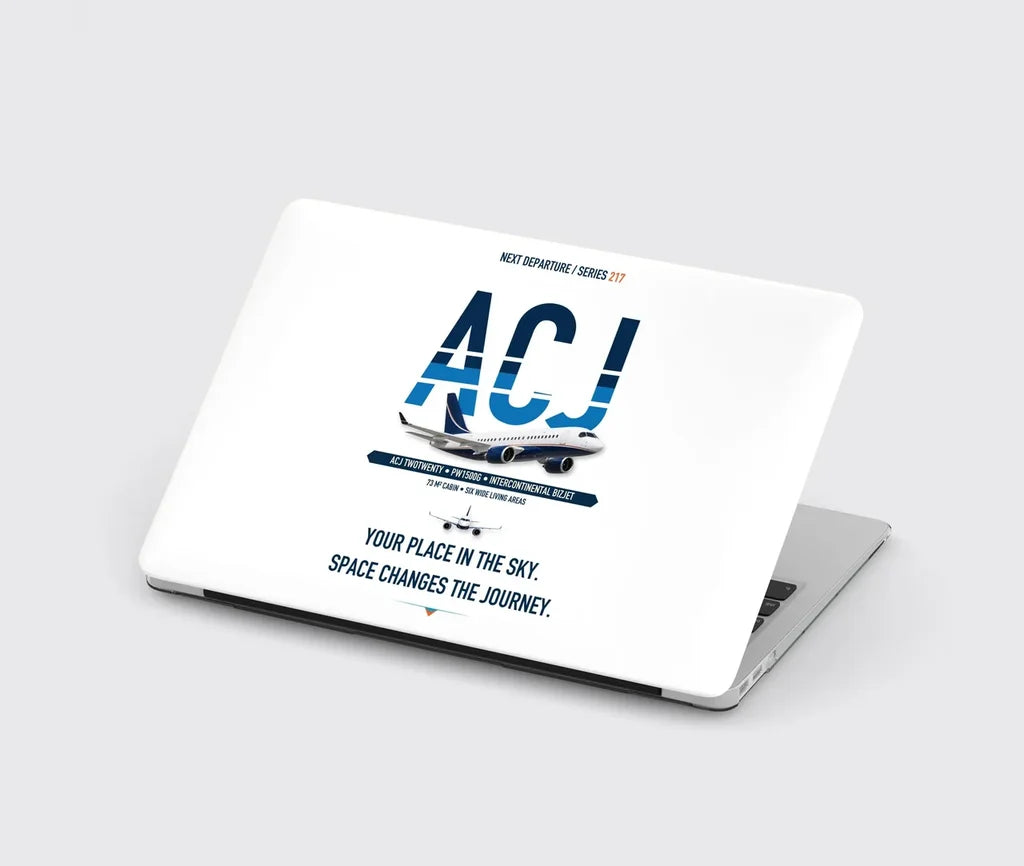 Airbus ACJ TwoTwenty design on white MacBook case