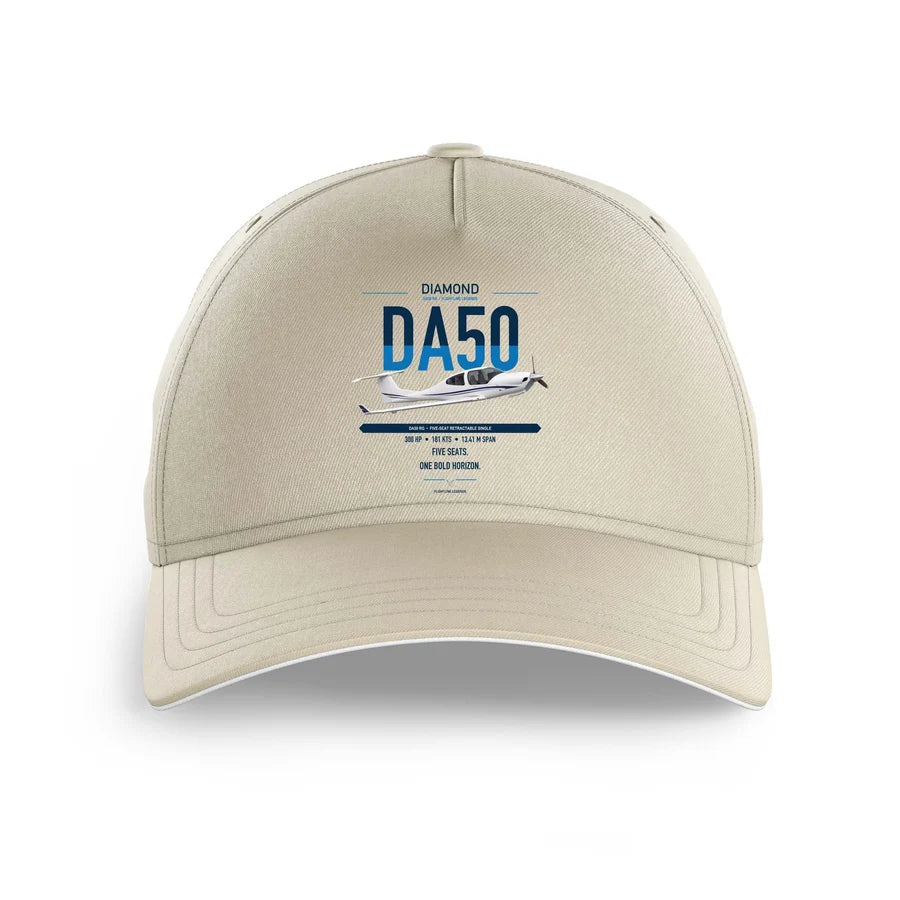 Diamond DA50 RG design on beige printed hat