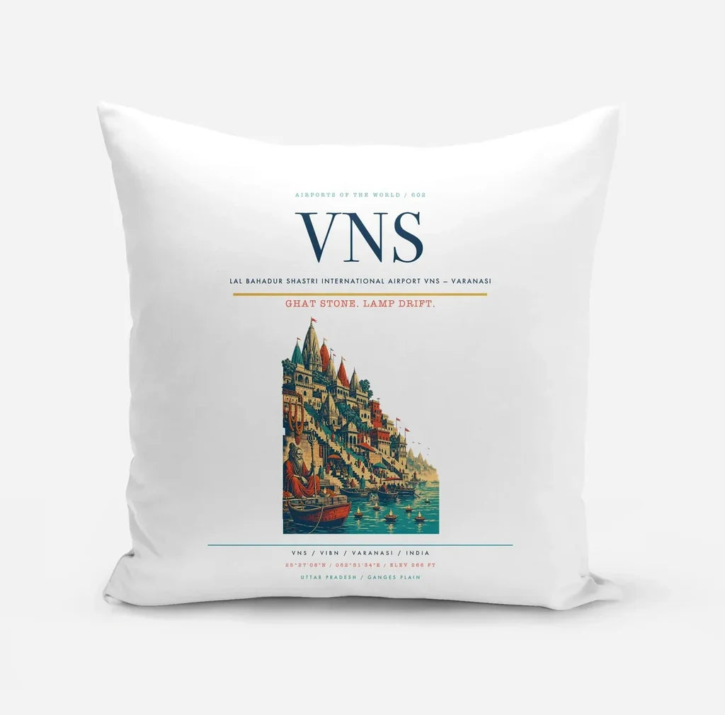 Lal Bahadur Shastri International Airport (VNS) design on white pillow
