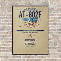 Thumbnail for Air Tractor AT-802F Fire Boss vertical canvas print - framed - beige background