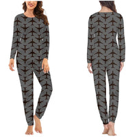Thumbnail for Perfectly Sized Seamless Airplanes Gray women pajamas - view 2