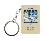 Thumbnail for Cessna A188B AgTruck design on beige designed key chain, double-side print