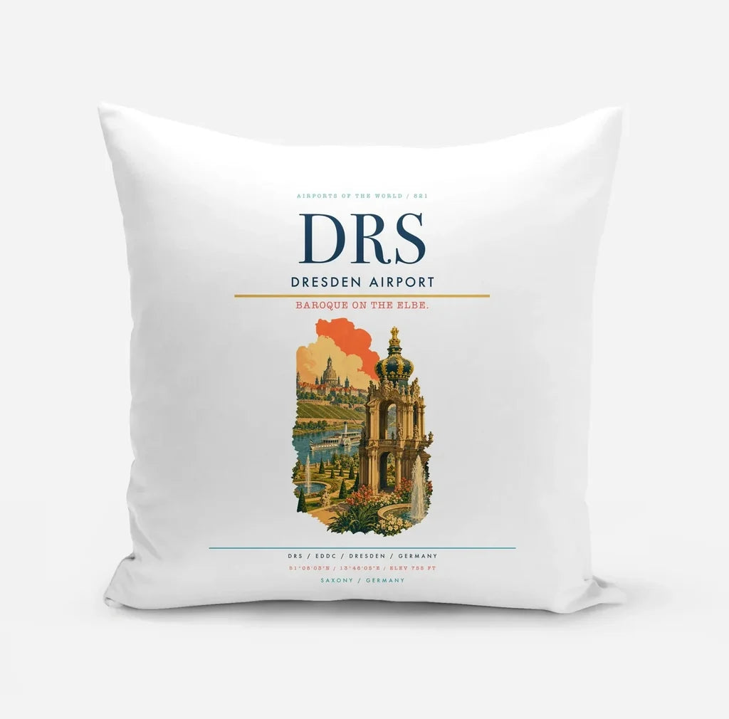 Dresden Airport (DRS) design on white pillow