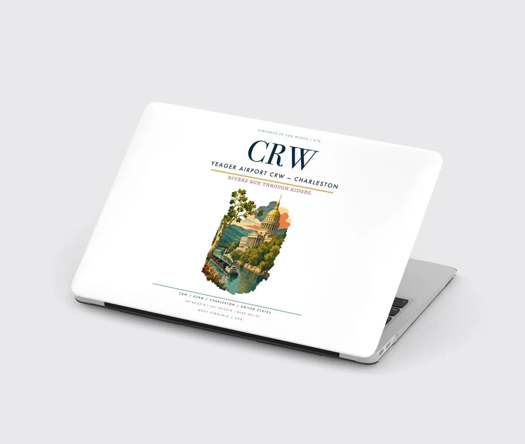 Yeager Airport (CRW) design on white MacBook case