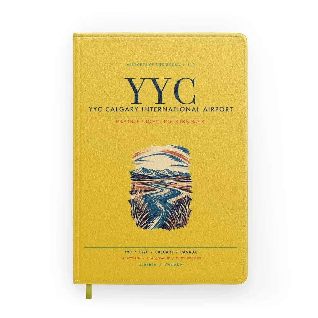 YYC Calgary International Airport (YYC) design on yellow notebook