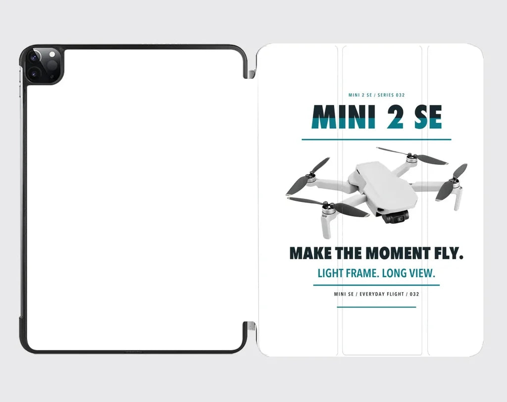 DJI Mini 2 SE design on white ipad tablet case
