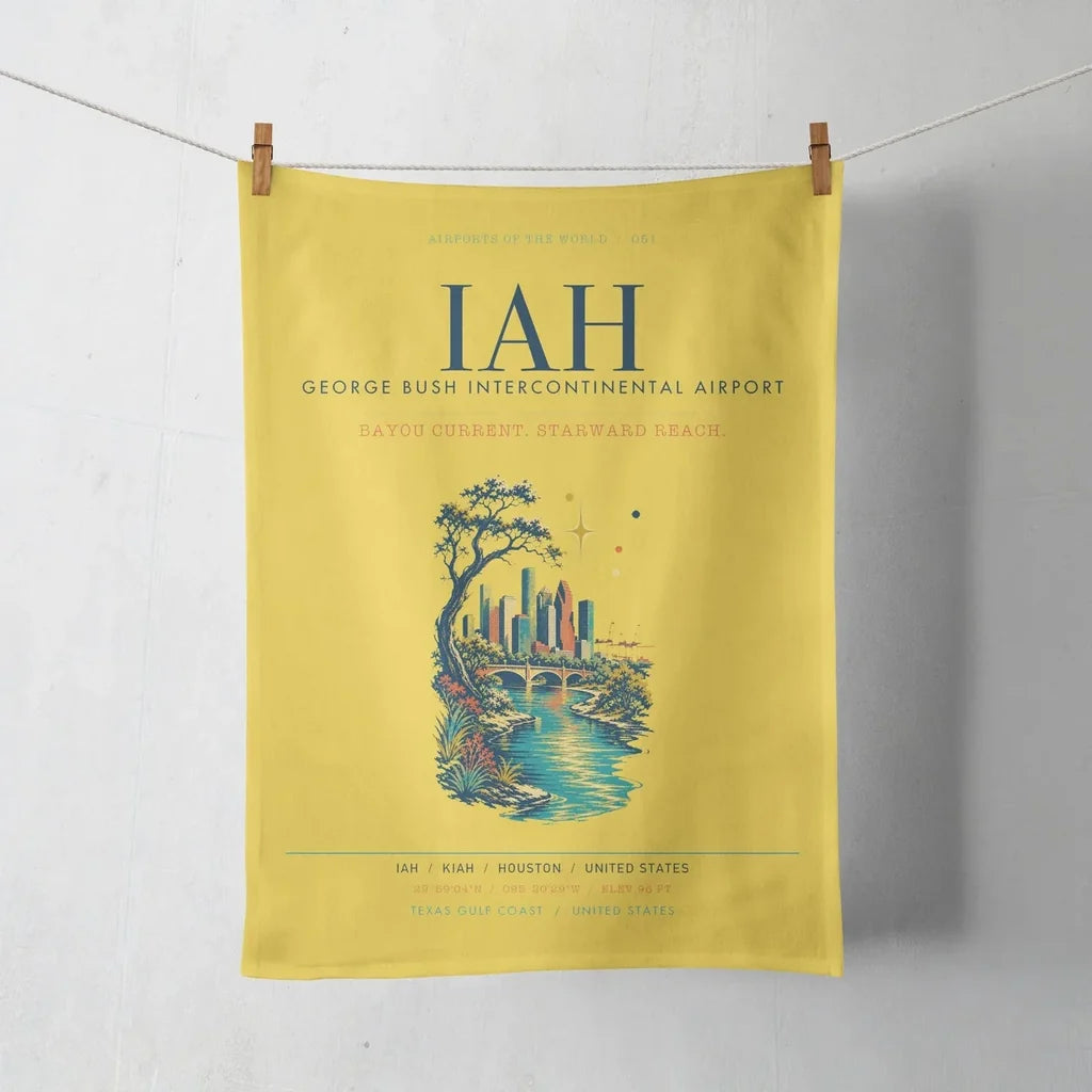 Houston George Bush Intercontinental Airport (IAH) design on yellow towel