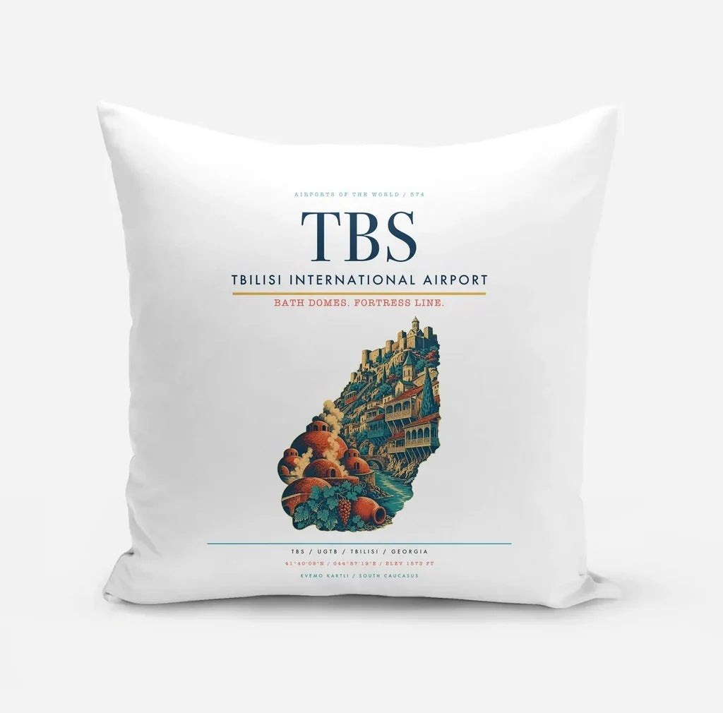 Tbilisi International Airport (TBS) design on white pillow