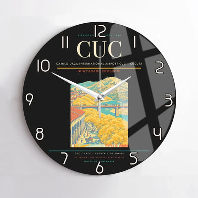 Camilo Daza International Airport (CUC) design on black no frame wall clock