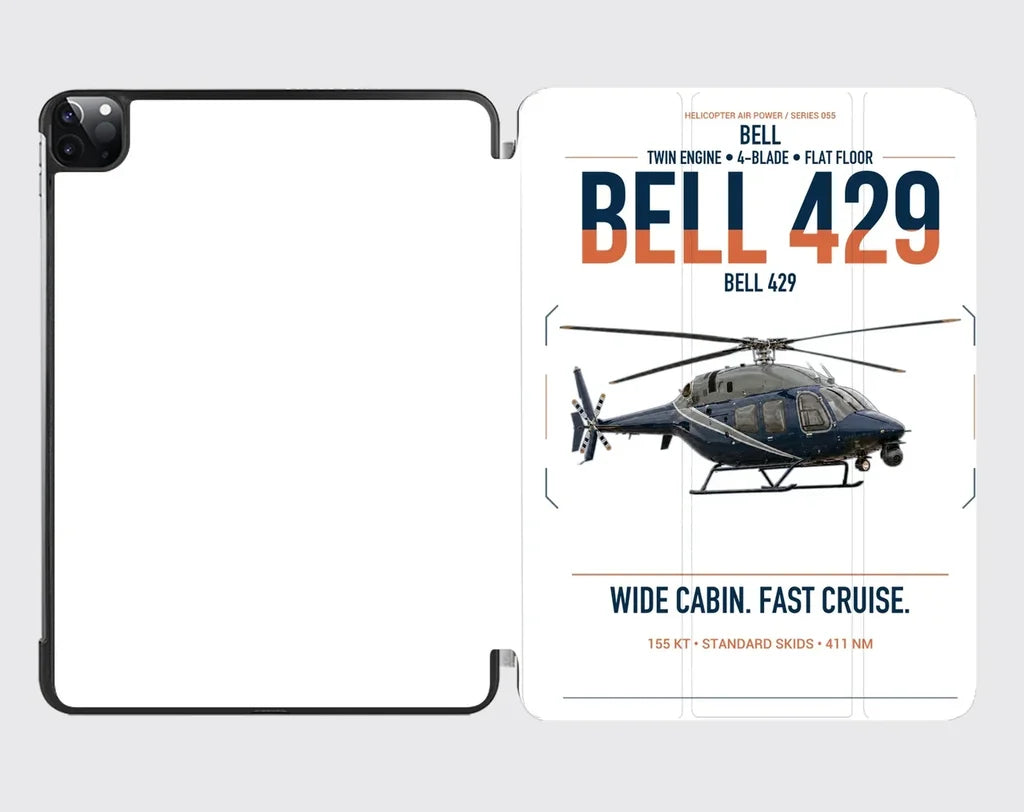 Bell 429 design on white ipad tablet case