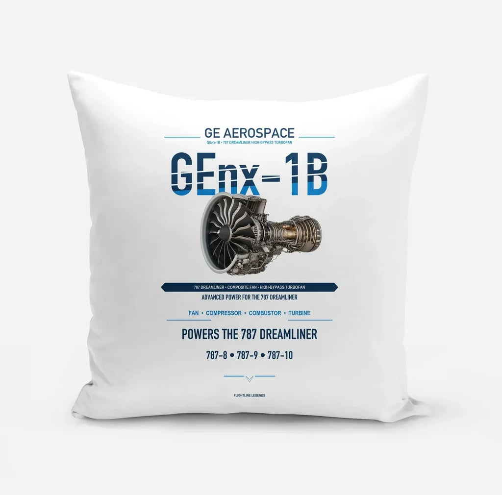 GEnx-1B design on white pillow