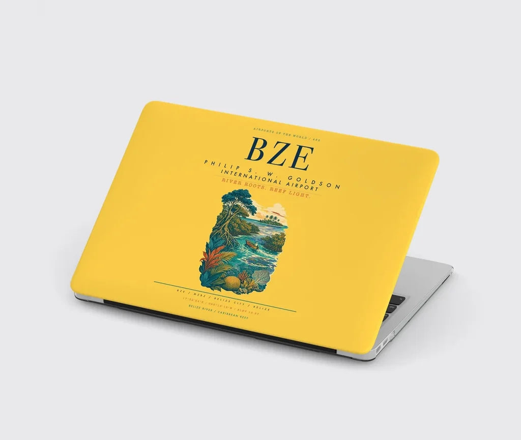 Philip S. W. Goldson International Airport (BZE) design on yellow MacBook case